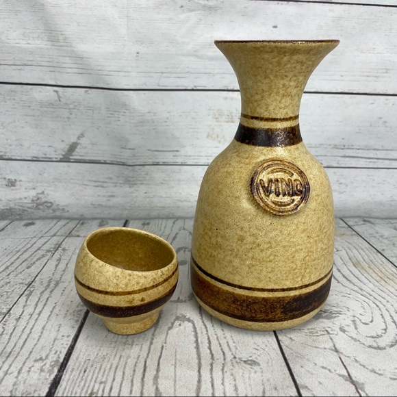 Vintage Robert Maxwell Pottery Craft Tumble Up Set Decanter & Cup Vino MCM Wine - Picture 2 of 10